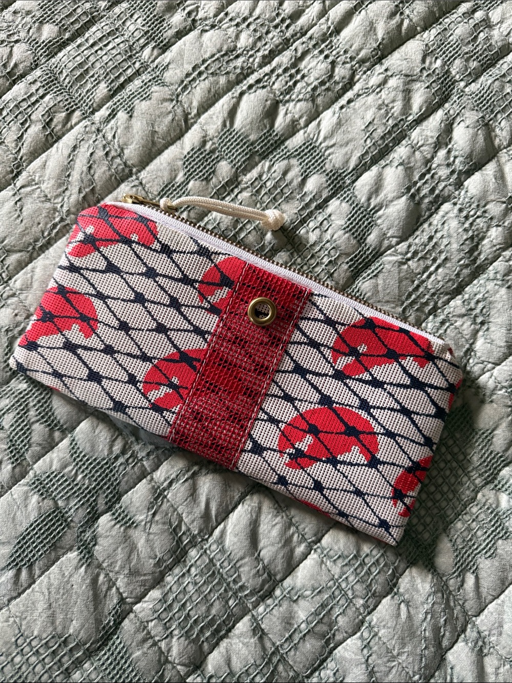 Red Patterned Canvas Zip Wallet - Women Bags
